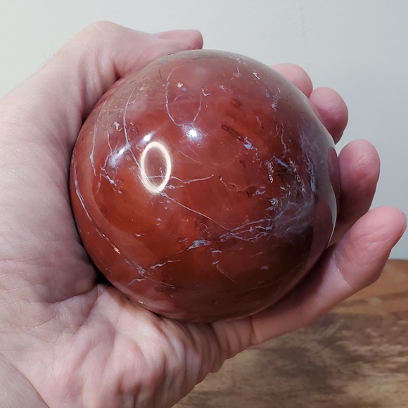 1.6 lbs Red Jasper Crystal Sphere 81mm 1.6 Pounds - Picture 13 of 14